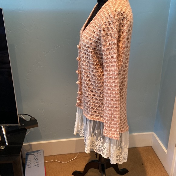 A’reve lightweight knit cardigan - long with a lace trim - size medium - Picture 2 of 3